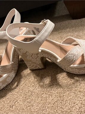Platform Block Heel Sandals in Ivory by Impo